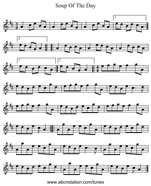 Soup Of The Day - staff notation