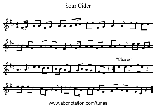 Sour Cider - staff notation