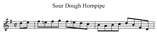 Sour Dough Hornpipe - staff notation