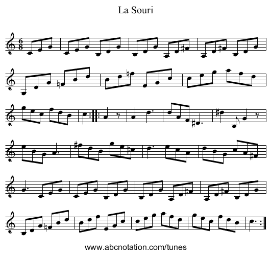 Souri, La - staff notation