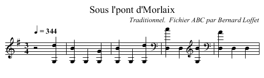 Sous l'pont d'Morlaix - staff notation