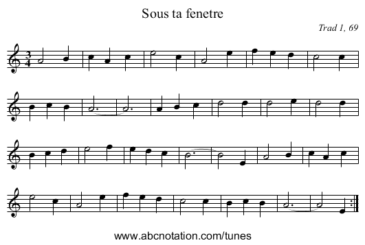 Sous ta fenetre - staff notation