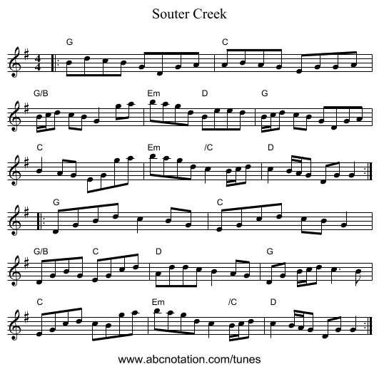 Souter Creek - staff notation