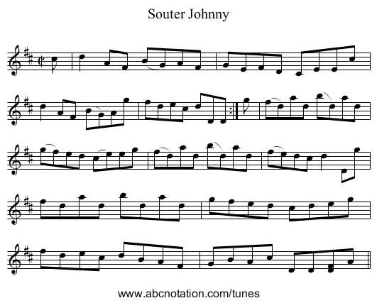Souter Johnny - staff notation