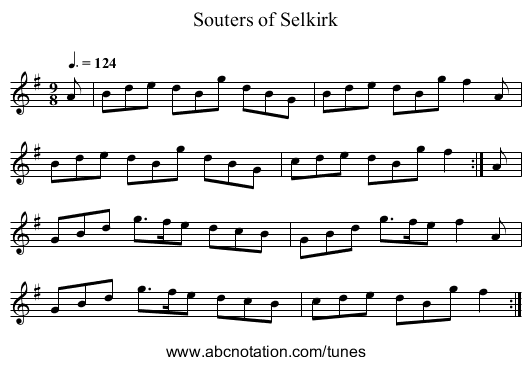 Souters of Selkirk - staff notation