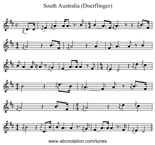 South Australia (Doerflinger) - staff notation