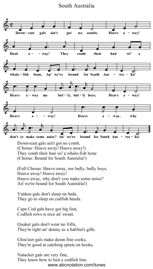 South Australia - staff notation