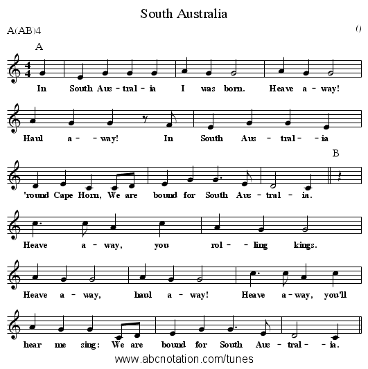 South Australia - staff notation