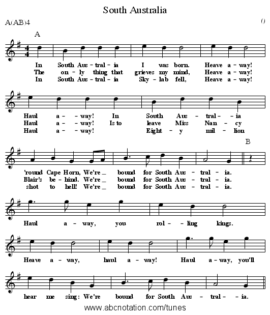 South Australia - staff notation