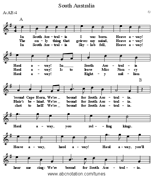 South Australia - staff notation