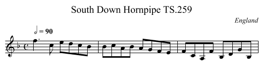 South Down Hornpipe TS.259 - staff notation