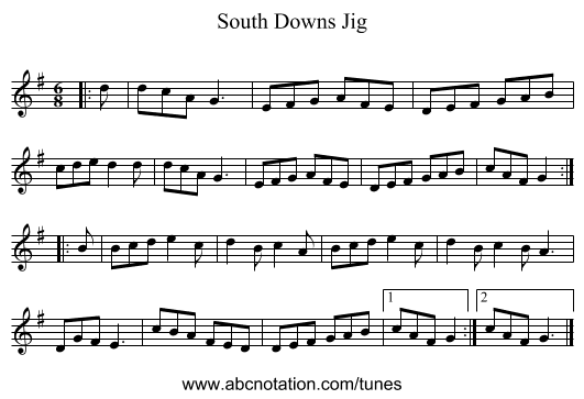South Downs Jig - staff notation
