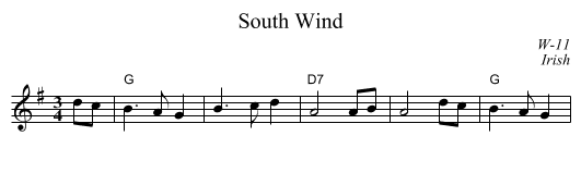South Wind - staff notation