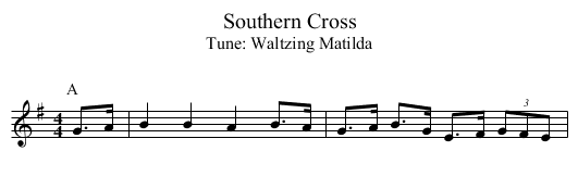 Southern Cross - staff notation