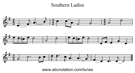 Southern Ladies - staff notation