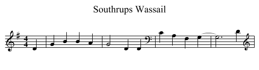 Southrups Wassail - staff notation
