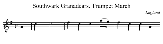 Southwark Granadears. Trumpet March - staff notation