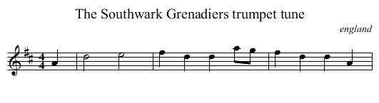 Southwark Grenadiers trumpet tune, The - staff notation