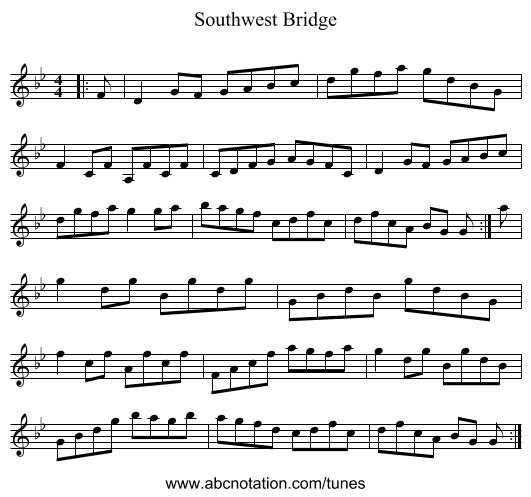 Southwest Bridge - staff notation