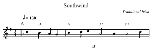 Southwind - staff notation