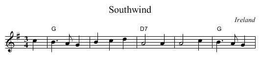 Southwind - staff notation