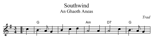 Southwind - staff notation
