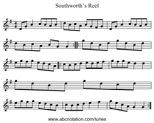 Southworth’s Reel - staff notation