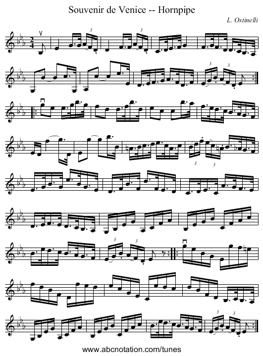 Souvenir de Venice -- Hornpipe - staff notation
