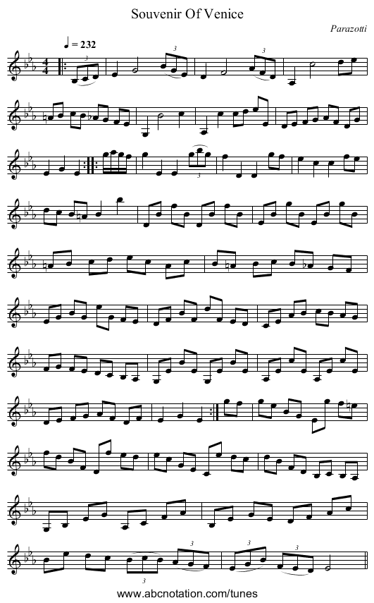 Souvenir Of Venice - staff notation
