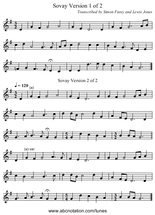 Sovay Version 1 of 2 - staff notation