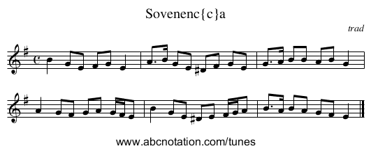 Sovenen&ccedil;a - staff notation