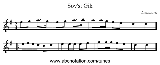 Sov'st Gik - staff notation
