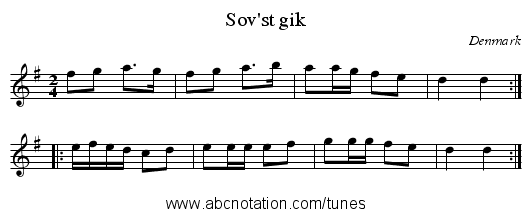 Sov'st gik - staff notation