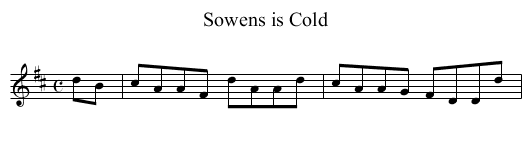 Sowens is Cold - staff notation