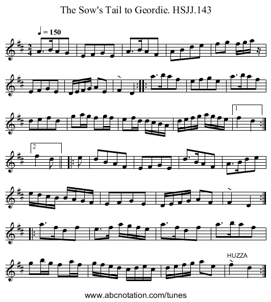 Sow's Tail to Geordie. HSJJ.143, The - staff notation