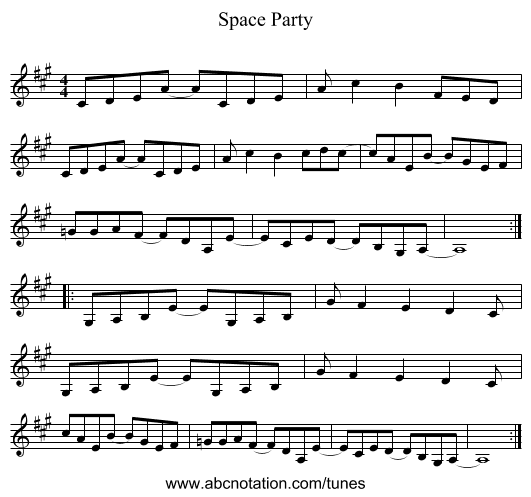 Space Party - staff notation