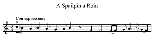 Spailpin a Ruin, A - staff notation