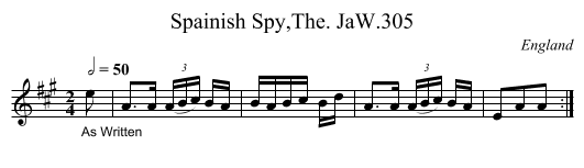 Spainish Spy,The. JaW.305 - staff notation