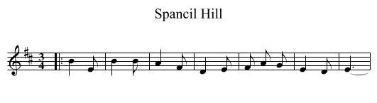 Spancil Hill - staff notation