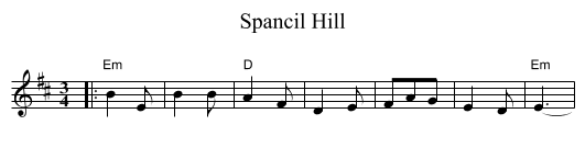 Spancil Hill - staff notation