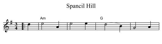 Spancil Hill - staff notation