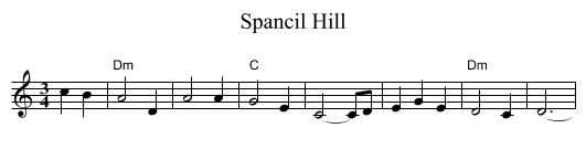 Spancil Hill - staff notation