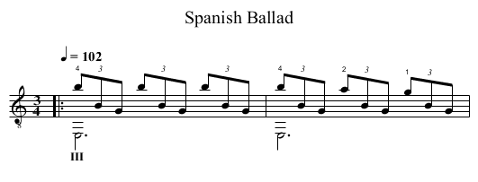 Spanish Ballad - staff notation