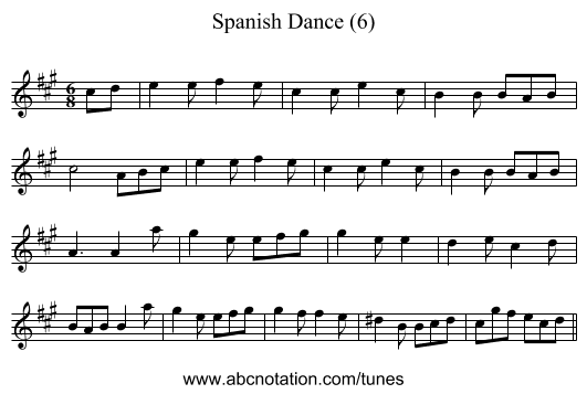 Spanish Dance (6) - staff notation