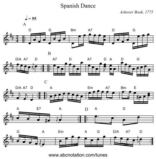 Spanish Dance - staff notation