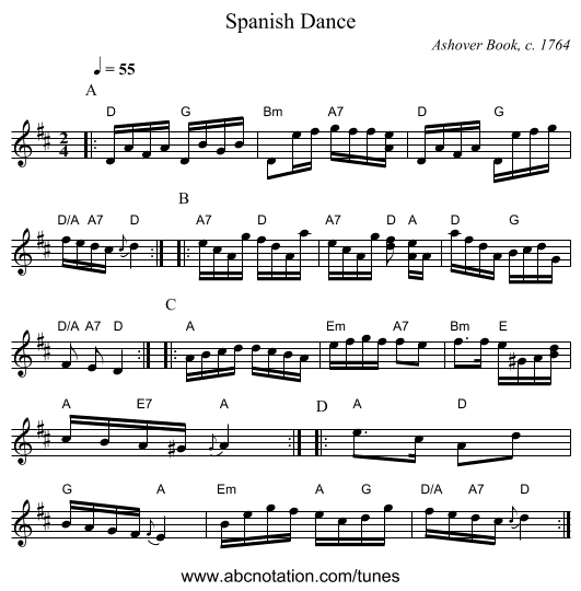 Spanish Dance - staff notation