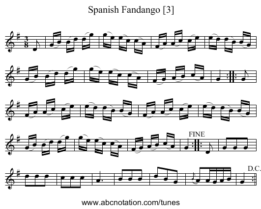 Spanish Fandango [3] - staff notation