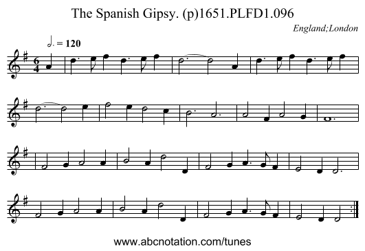 Spanish Gipsy. (p)1651.PLFD1.096, The - staff notation
