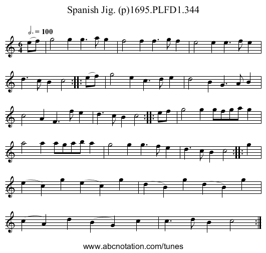 Spanish Jig. (p)1695.PLFD1.344 - staff notation