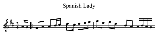 Spanish Lady - staff notation